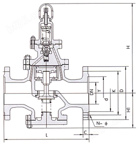 Y43H/Y型先导活塞式蒸汽减压阀结构示意图